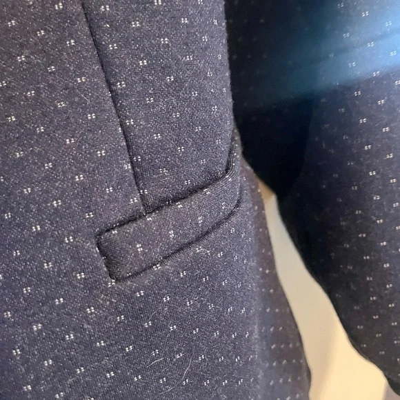 Amanda & Chelsea 3/4 ruched sleeve navy blue & white blazer size large - Picture 5 of 9